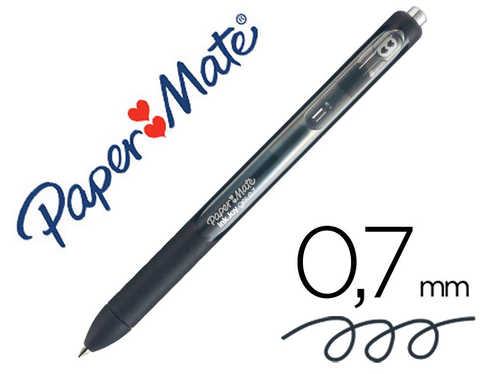 STYLO-BILLE PAPER MATE INKJOY GEL RTRACTABLE CRITURE MOYENNE 0.7MM ENCRE DOUCE GRIP COLORIS NOIR