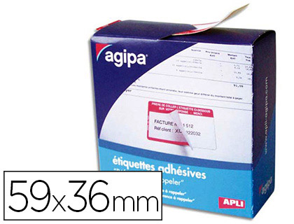 TIQUETTE ADHSIVE APLI AGIPA PERMANENTE RFRENCE  RAPPELER CRITURE MANUELLE 59X36MM COINS ARRONDIS BOTE 500 UNITS