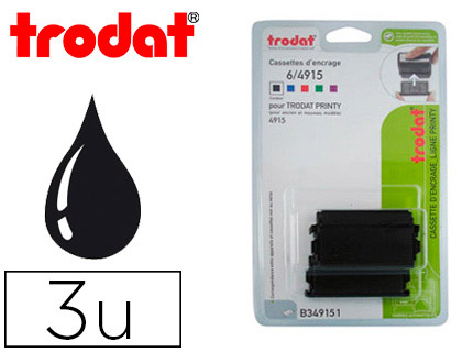 RECHARGE TAMPON TRODAT 4915 NOIR BLISTER 3 UNITS