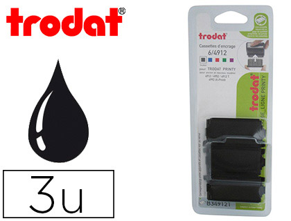 RECHARGE TAMPON TRODAT 4912/4912T/4952/4992 NOIR BLISTER 3 UNITS