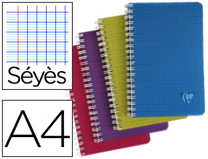 CAHIER CLAIREFONTAINE LINICOLOR INTENSIVE RELIURE INTGRALE A4 21X29,7CM 100 PAGES 90G RGLURE SYS COLORIS ASSORTIS