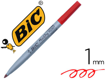 MARQUEUR BIC PERMANENT MARKING 1445 TRAC 1MM ENCRE BASE ALCOOL INODORE CORPS PLASTIQUE MULTIUSAGE COLORIS ROUGE