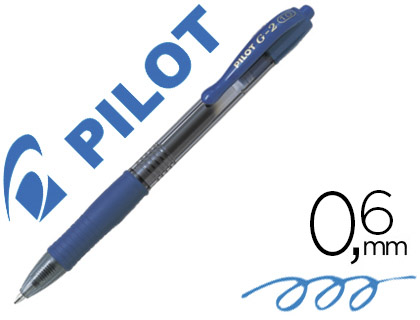 ROLLER PILOT G2 10 ECRITURE MOYENNE 0.6MM ENCRE GEL RETRACTABLE RECHARGEABLE CORPS TRANSLUCIDE GRIP CAOUTCHOUC BLEU