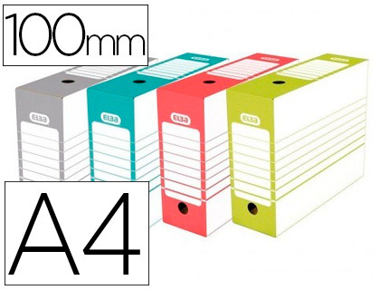 BOTE ARCHIVES ELBA CARTON 466X440MM DOS 100MM SYSTME MONTAGE AUTOMATIQUE COLORIS ASSORTIS