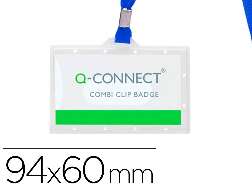 BADGE Q-CONNECT LACET PLASTIQUE RIGIDE CONGRS FOIRES ENTREPRISES INTRIEUR CARTE BLANCHE CORDON  94X60 MM
