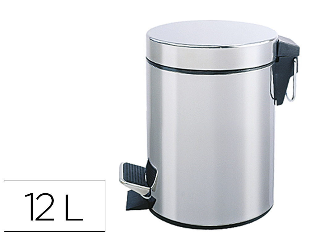 POUBELLE METALLIQUE Q-CONNECT AVEC PEDALE CHROME CAPACITE   12 LITRES  DIM. 250X380MM