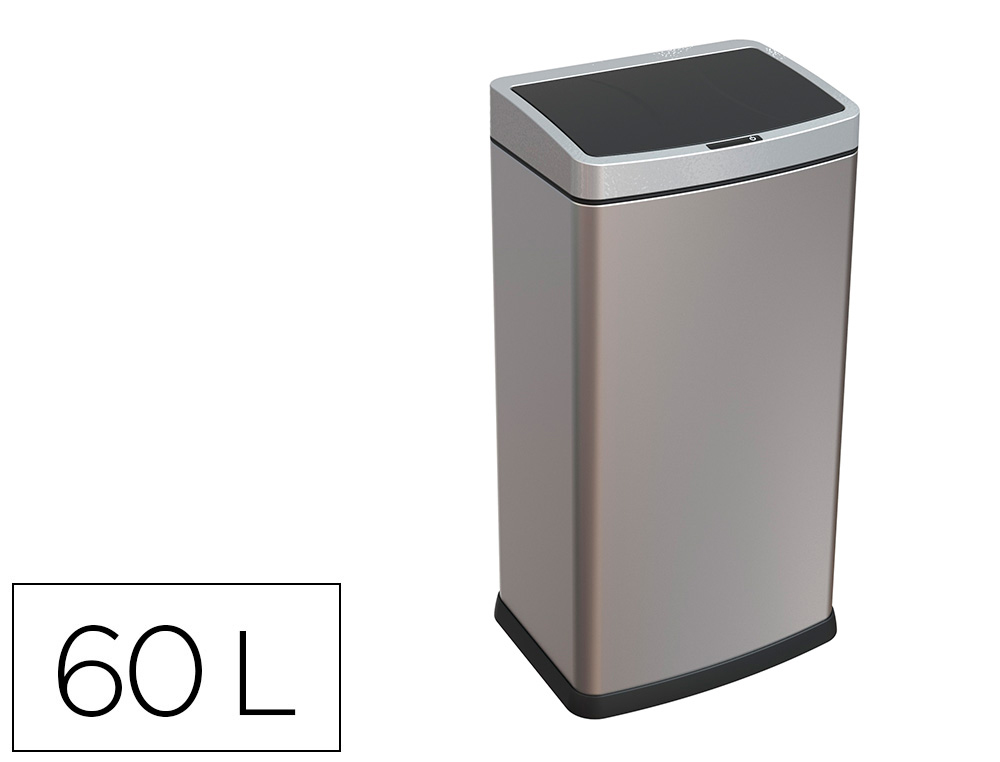 POUBELLE Q-CONNECT METALLIQUE OUVERTURE AUTOMATIQUE         CAPACITE 60L