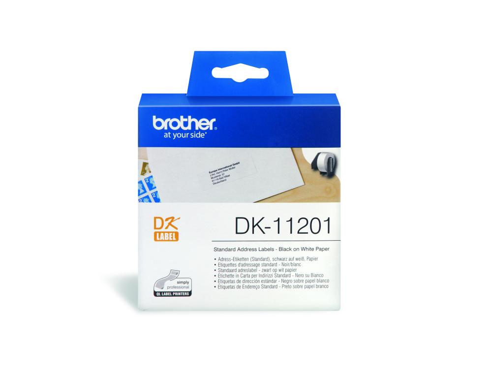 TIQUETTE ADHSIVE BROTHER DK-11201 PRDCOUPE LOGO CODE BARRE BADGE VISITEUR EXPDITION 29X90MM ROULEAU 400 UNITS