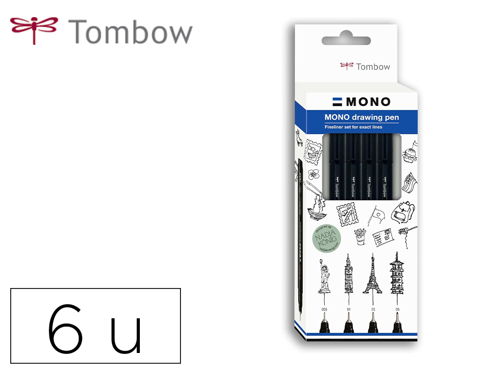 STYLO-FEUTRE TOMBOW MONO DRAWING PEN SET BOLD 4 PIECES 02 04 06 08 COLORIS NOIR
