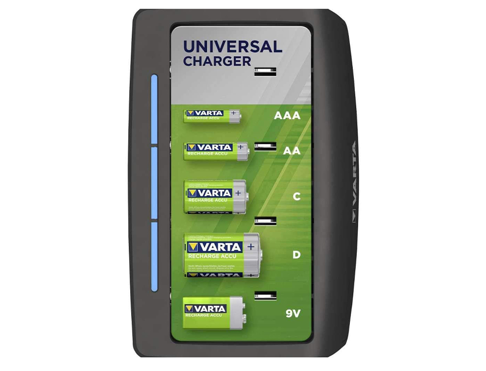 CHARGEUR UNIVERSEL VARTA 2/4 PILES AA AAA C D 9V TEMPS DE  CHARGE 4,5H NORME             INTERNATIONALE 100-240V