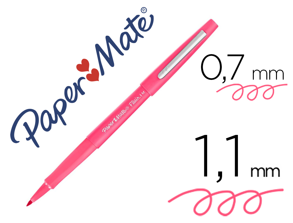 STYLO-FEUTRE PAPER MATE FLAIR CORPS FEUTRE COULEUR ENCRE    POINTE MOYENNE 1,1MM TRACE    0,7MM COLORIS ROSE