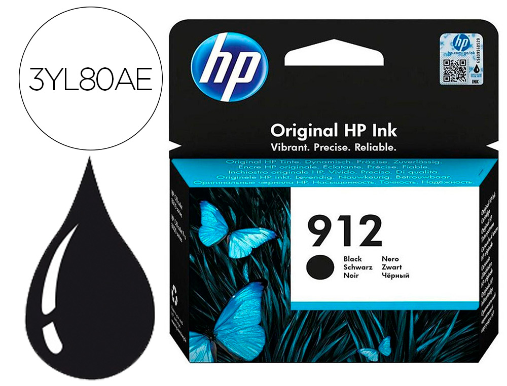 CARTOUCHE ENCRE HP 912 OFFICEJET 8010 / 8020 / 8035  COULEUR NOIR 300 PAGES