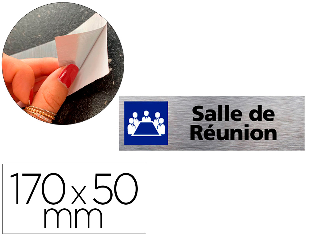 PLAQUE DE PORTE SALLE DE REUNION SIGNALETIQUE BIZ      PICTOGRAMME EN ALUMINIUM      BROSSE DOUBLE FACE