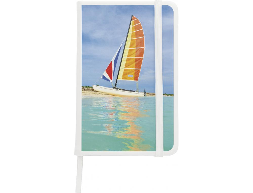 CARNET LAVIGNE POLYURETHANE BLANC ELASTIQUE 210X142MM     QUADRICOLOR