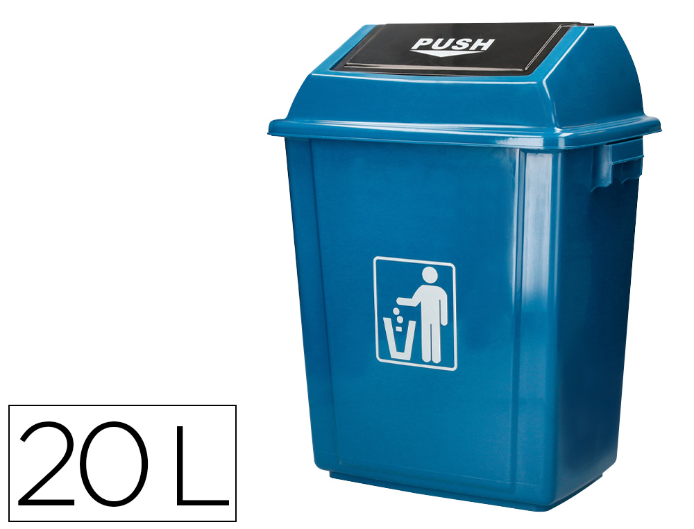 POUBELLE Q-CONNECT PLASTIQUE COUVERCLE BASCULANT OUVERTURE FACILE 2 POIGNEES 20L         340X240X450MM COLORIS BLEU