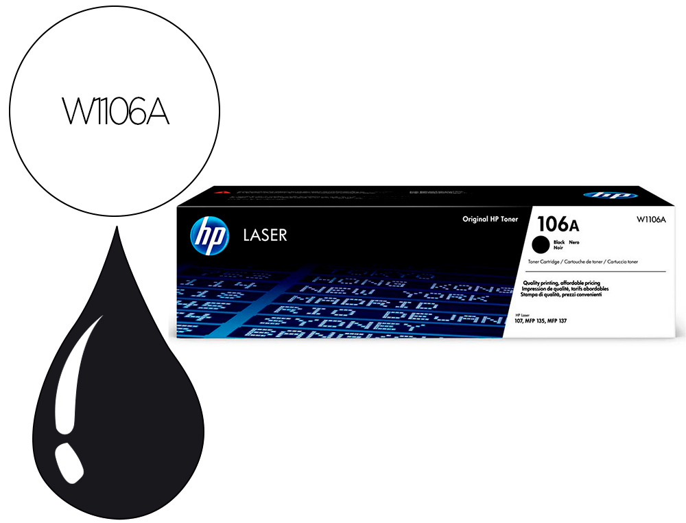 TONER HP LASER 107A/W, MFP 135 106A NOIR
