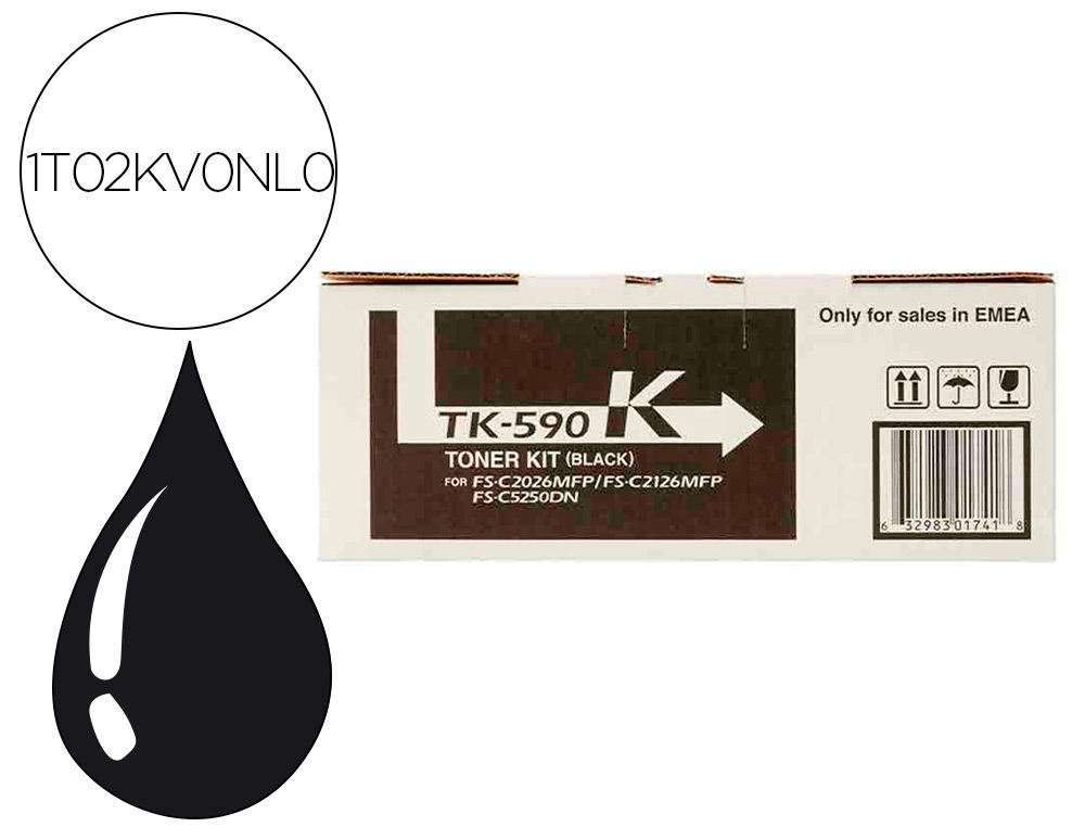 TONER LASER KYOCERA 1T02KV0NL0 TK590 POUR FSC2016/2026/2126/5250 COULEUR NOIR 7000P
