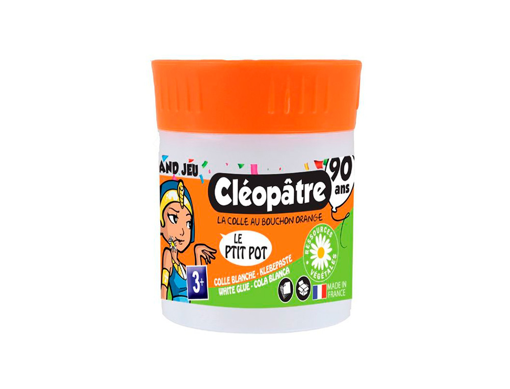POT DE COLLE BLANCHE CLEOPATRE EN PATE DE 35GR A   L'ODEUR D'AMANDE AVEC SPATULE