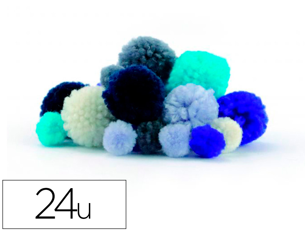 POMPON GRAINE CREATIVE POLYESTER DIAMETRE 15MM 30MM  ASS COLORIS BLEU OCEAN SACHET DE 24U