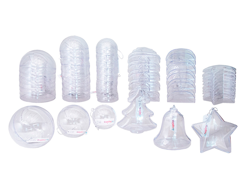 MAXI PACK FORMES NOEL PLASTIQUE TRANSPARENT POUR    ACCROCHER 2 PARTS  46 UNITES