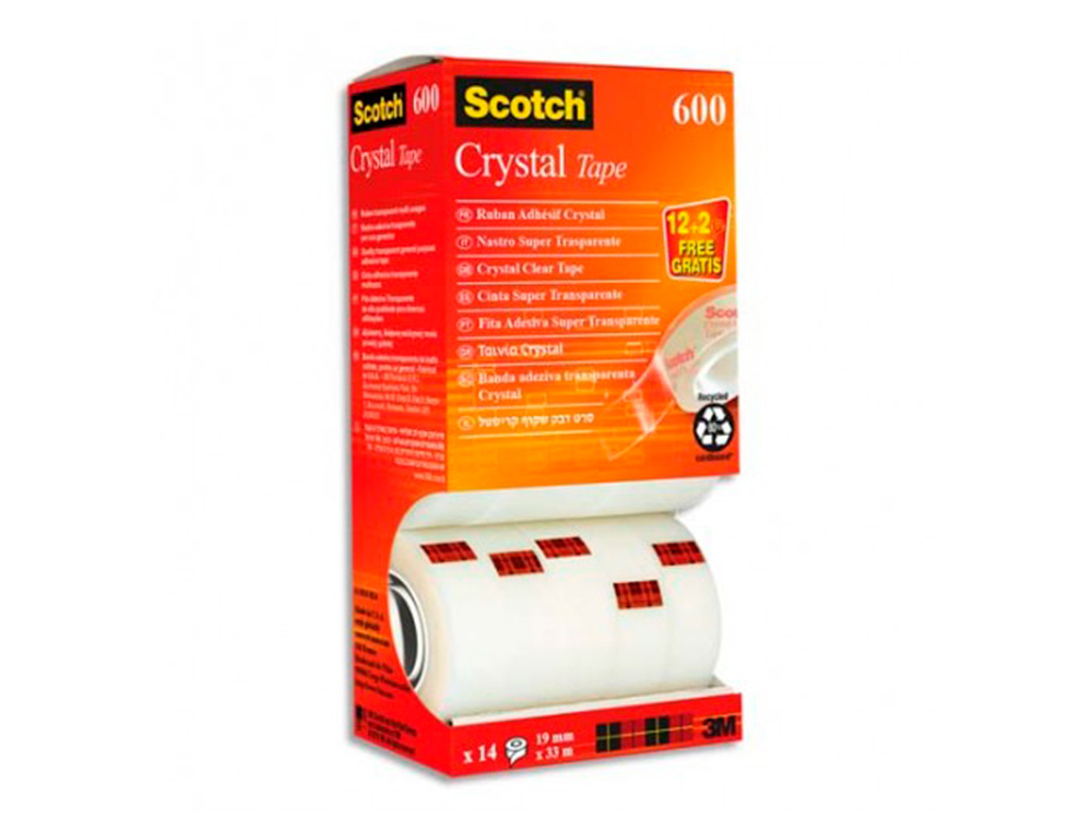RUBAN ADHESIF SCOTCH CRISTAL MULTIPACK DE 14 ROULEAU 19MM  X 33