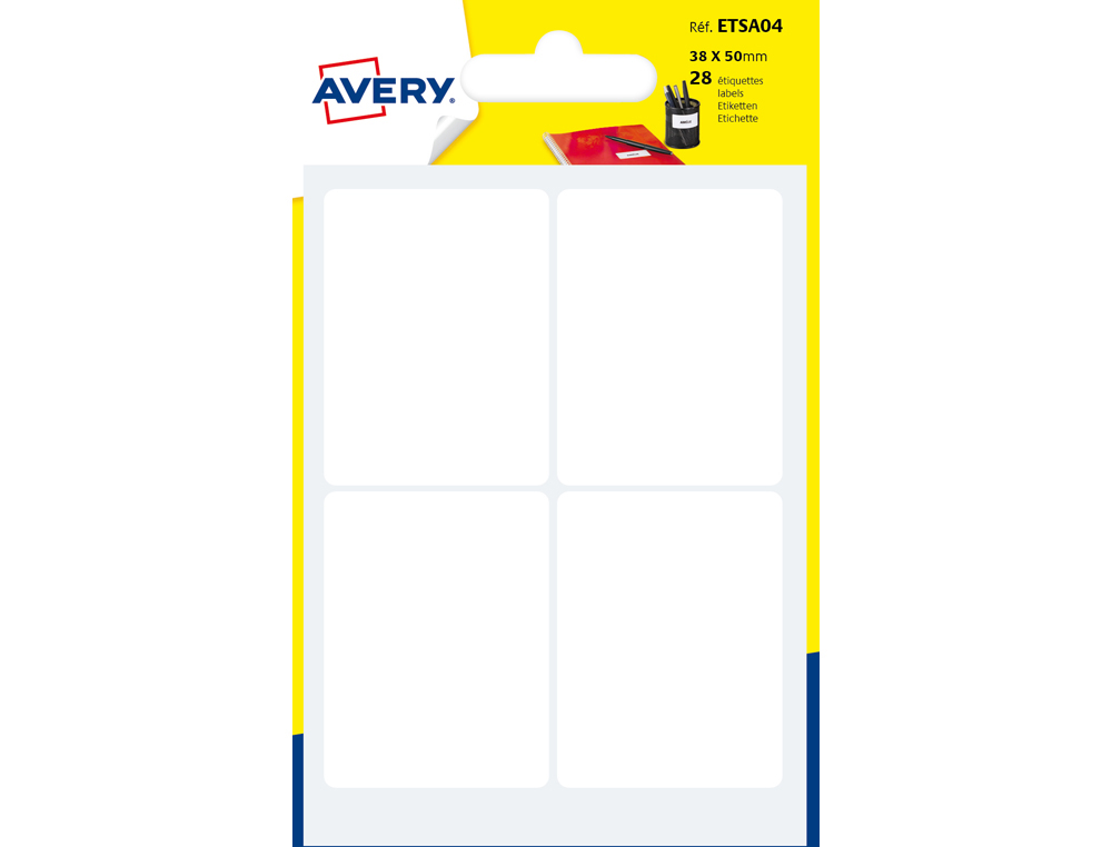 ETIQUETTE MANUSCRITE AVERY 38X50MM COLORIS BLANC         POCHETTE 28 UNITES