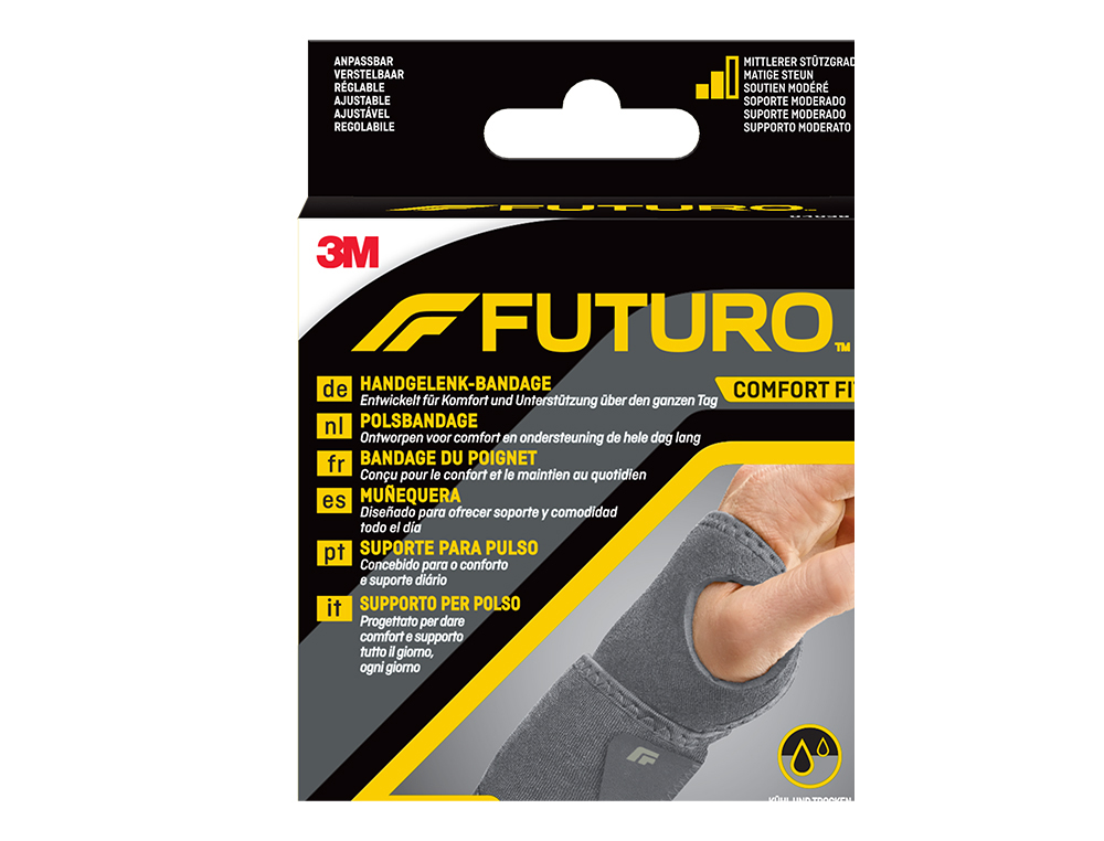 BANDAGE POIGNET FUTURO COMFORT FIT REGLABLE COLORIS  GRIS