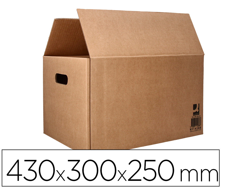 CAISSE AMERICAINE Q-CONNECT ULTRA-RESISTANTE AVEC POIGNEES DOUBLE CANNELURE 7MM 430X300X250MM COLORIS KRAFT
