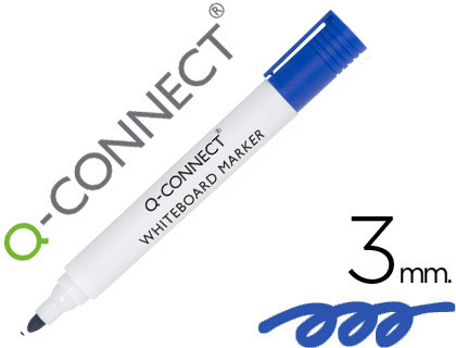 MARQUEUR Q-CONNECT TABLEAU BLANC POINTE OGIVE TRAC 2/3MM   CORPS PLASTIQUE ENCRE BASE    ALCOHOL COLORIS BLEU