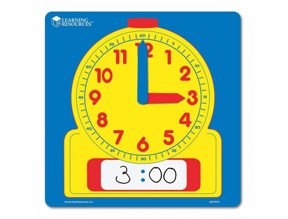 HORLOGES POLYPRO LEARNING RESOURCES GRANDE HORLOGE      ANALOGIQUE ET NUMERIQUE       EFFACABLE 30X30 CM