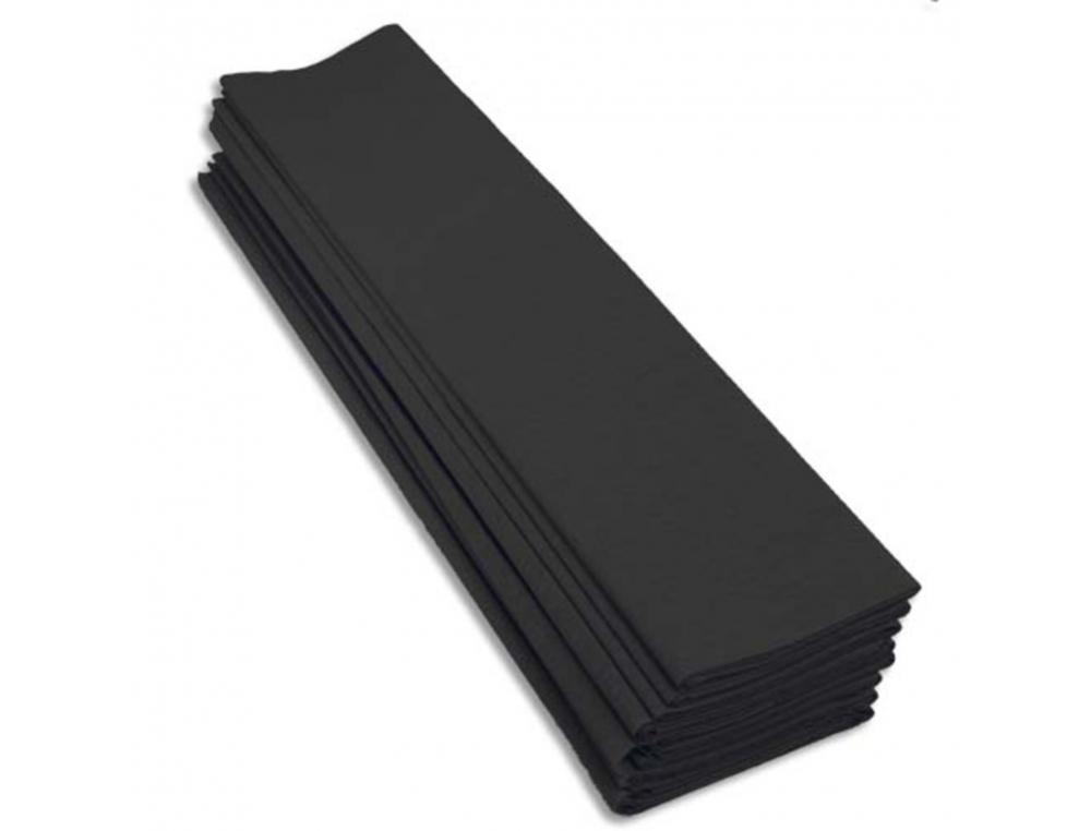 PAPIER CREPON CLAIREFONTAINE STANDARD 0,5X2M CREPAGE 40%   COLORIS NOIR PAQUET 10        FEUILLES