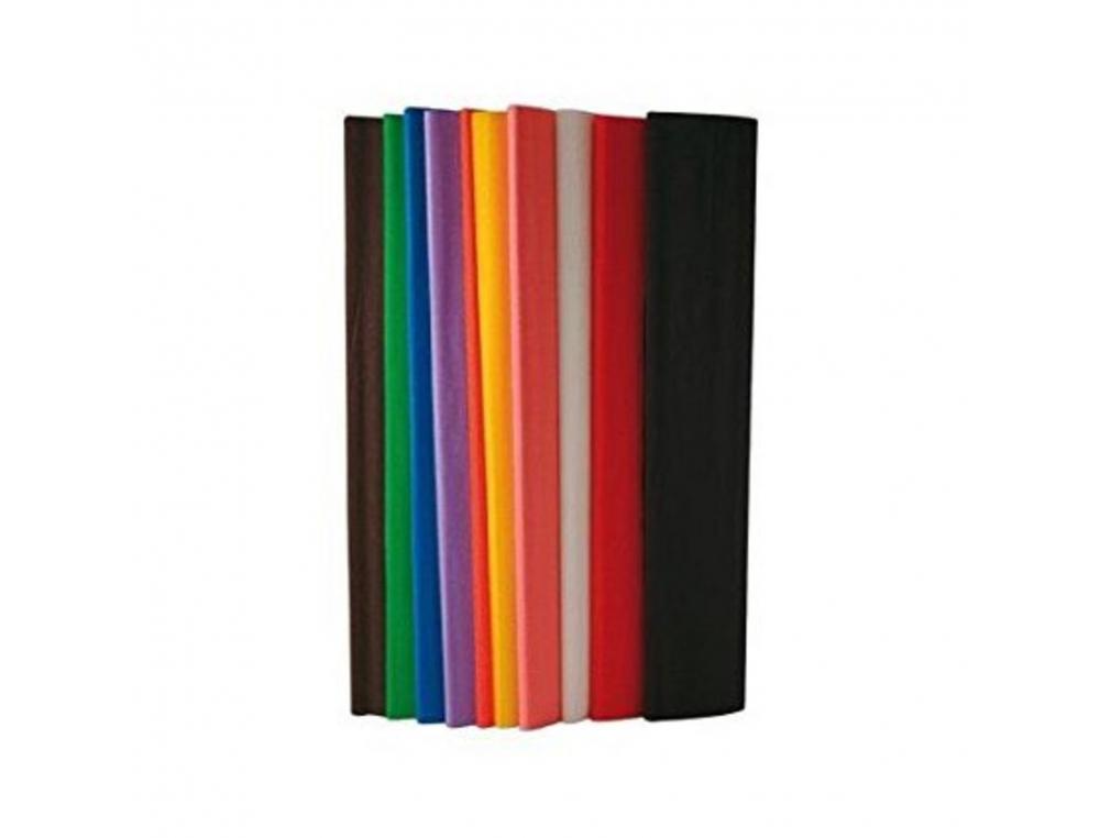 PAPIER CREPON CLAIREFONTAINE SUPERIEUR 0,5X2,5M CREPAGE    60% COLORIS ASSORTIS PAQUET   10 FEUILLES