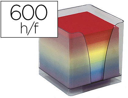 BLOC CUBE QUO VADIS PLEXIGLASS FUM BOTE DISTRIBUTRICE BLOC PAPIER ENCOCHE PRHENSION 600F 80G ARC-EN-CIEL  24001