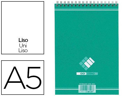 BLOC BUREAU CONQUERANT SEPT A5 RELIURE INTGRALE 148X210MM 180 PAGES 60G UNI COLORIS VERT LAGON