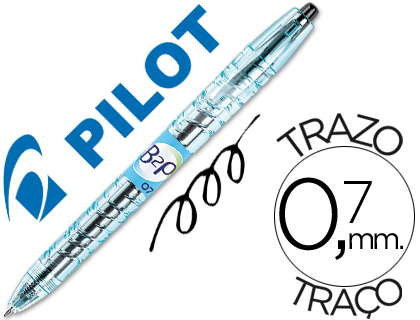 ROLLER PILOT B2P GEL CRITURE MOYENNE 0.7MM CORPS PLASTIQUE RECYCL TRANSLUCIDE RECHARGEABLE COLORIS NOIR