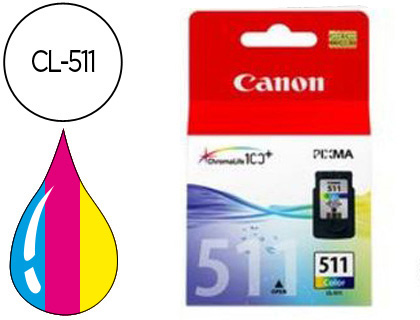 CARTOUCHE CANON JET D'ENCRE 2972 B001-CL511 TTE+ENCRE 3 COULEURS CYAN/MAGENTA/JAUNE 240P
