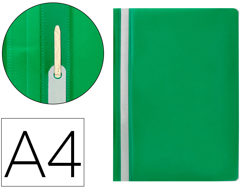 CHEMISE PRSENTATION Q-CONNECT  LAMELLES POLYPROPYLNE 18/100E DOCUMENT PERFOR A4 30F PORTE-TIQUETTE COLORIS VERT