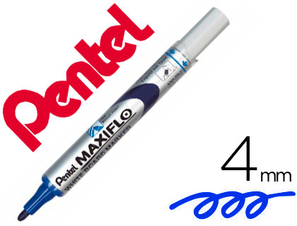 MARQUEUR PENTEL MAXIFLO EFFAABLE TABLEAU BLANC POINTE CONIQUE TRAC 1,6MM CRITURE 1000M CORPS PLASTIQUE RECYCL BLEU