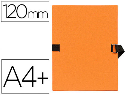 CHEMISE EXACOMPTA CARTON PAPIER TOIL 240X320MM DOS EXTENSIBLE 120MM SANGLE COTON BOUCLE CRANTE COLORIS ORANGE