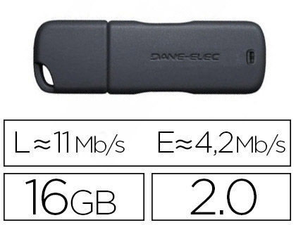 CL USB DANE-ELEC Z LIGHT NO LIMIT 16GB 1MO STOCKAGE SUPPLMENTAIRE INTERNET VITESSE LECTURE 11MB/S CRITURE 4.2 GRIS
