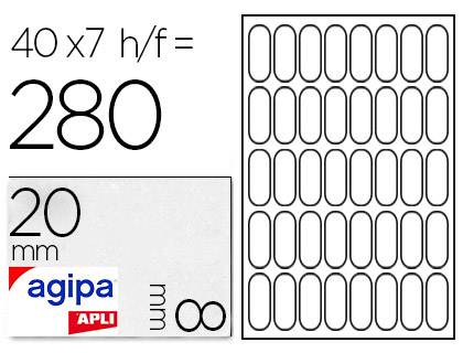 TIQUETTE ADHSIVE APLI AGIPA BUREAU 8X20MM POCHETTE 280 UNITS