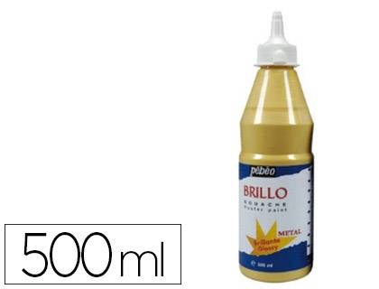 GOUACHE LIQUIDE PBO BRILLO PRTE  L'EMPLOI OPAQUE ONCTUEUSE BRILLANCE EXCEPTIONNELLE COLORIS OR FLACON 500ML