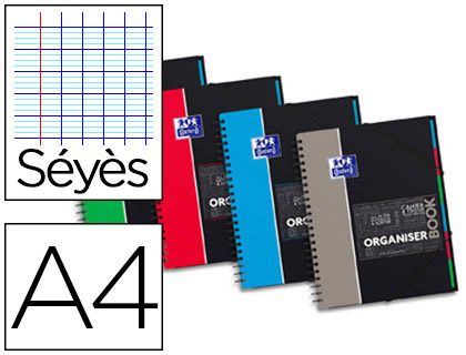 CAHIER SPIRALE OXFORD ORGANISER BOOK OPTIK PAPER COUVERTURE PP A4 160 PAGES SYS DTACHABLES 4 TROUS