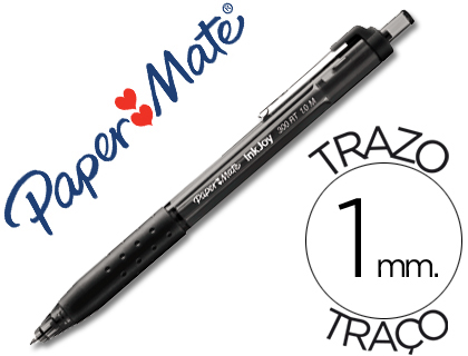 STYLO-BILLE PAPER MATE INKJOY 300 RT CRITURE MOYENNE 0.7MM ENCRE DOUCE RTRACTABLE CLIP MTAL RSISTE BAVURES GRIP NOIR