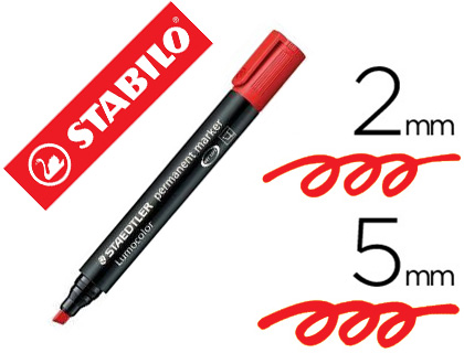 MARQUEUR STAEDTLER PERMANENT DRY SAFE LUMOCOLOR POINTE BISEAUTE RECHARGEABLE RSISTANT EAU CORPS NOIR ENCRE ROUGE