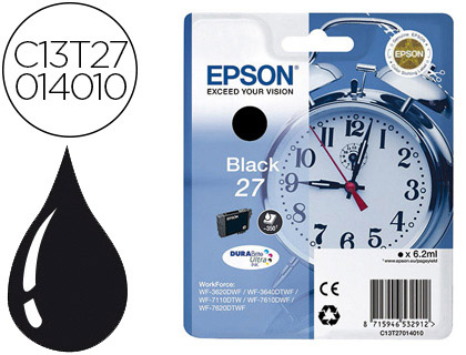 CARTOUCHE EPSON T2701 JET D'ENCRE C13T27014010 COULEUR NOIR 350P