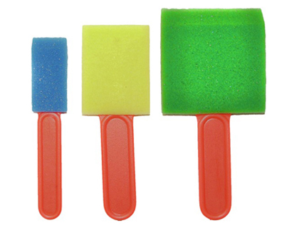 PINCEAU MOUSSE PINSELFABRIK PLAT 25MM 50MM 75MM COLORIS ASSORTIS BLEU JAUNE VERT SACHET 3 UNITS