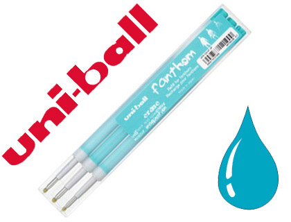 RECHARGE ROLLER UNIBALL FANTHOM THERMOSENSIBLE POINTE 0.7MM CRIRE GOMMER RCRIRE ENCRE GEL BLEU TURQUOISE SET 3 UNITS
