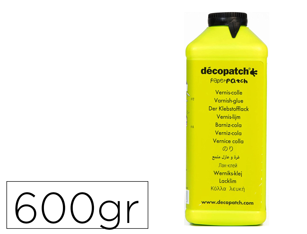 VERNIS COLLE DECOPATCH SATINE TOUS SUPPORT SECHAGE RAPIDE   COLORIS TRANSPARENT BOUTEILLE 600GR