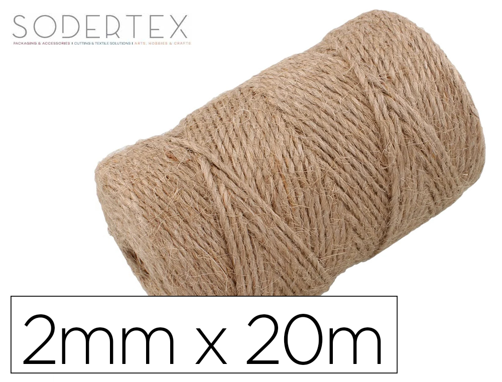 CORDON SODERTEX JUTE 2MM LONGUEUR 20M COLORIS MARRON